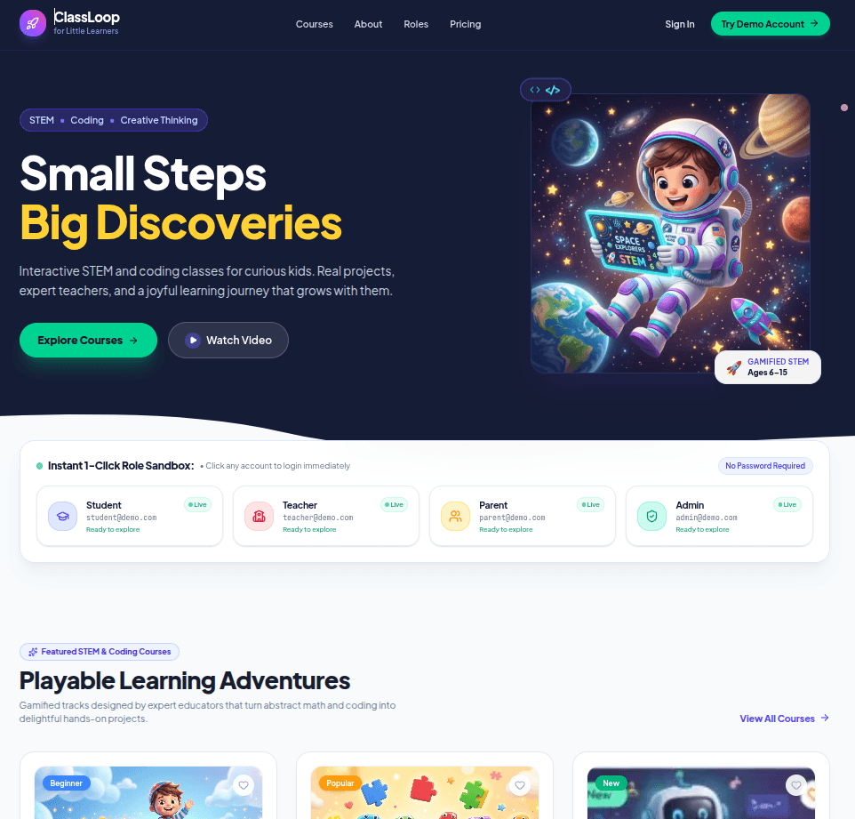 ClassLoop Landing Page Interface Preview